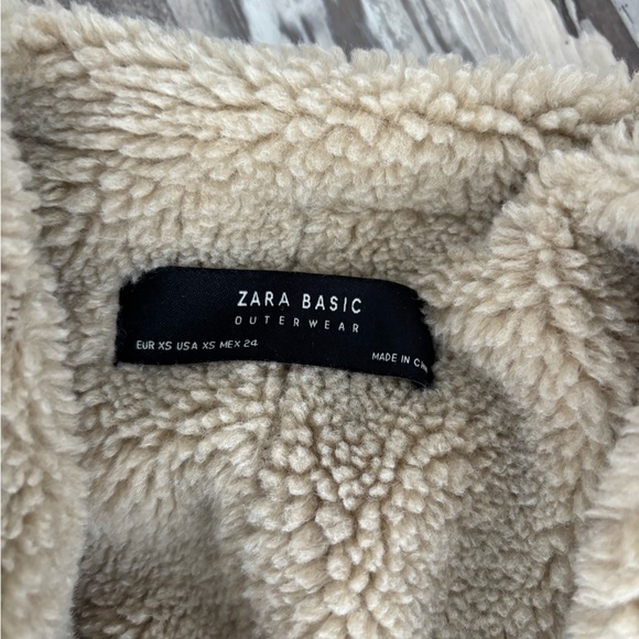 Zara Brown Moto Faux Suede Jacket with Cream Lining - Picture 3 of 9